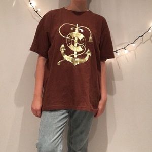American Vintage Yacht Club Gold Brown Graphic Tee